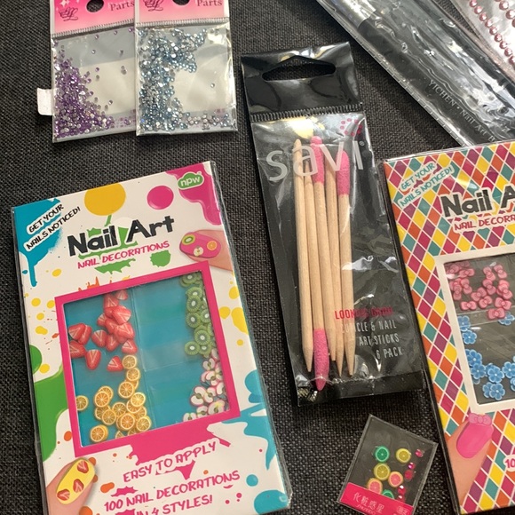 New Nail Art Decorations Stickers Jewels Tools Bundle - Picture 2 of 5